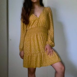 yellow long sleeve dress